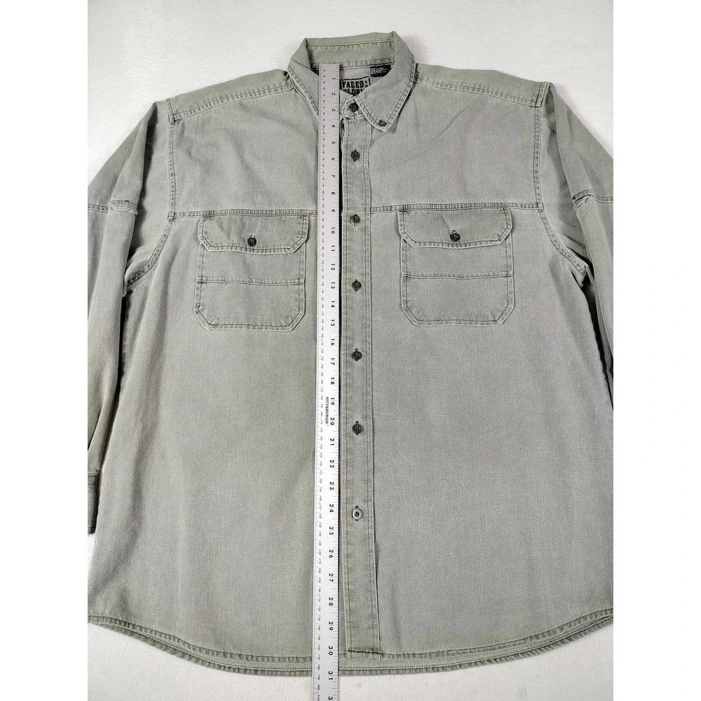 Faded Glory Shirt Mens Large Green Canvas Lumberjack Utility Workwear‎ Outdoors